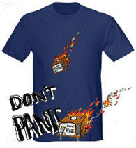 Don't Panic T-shirt on Cafe Press
